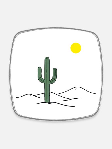 Cactus du désert au soleil - Magnet carré - blanc