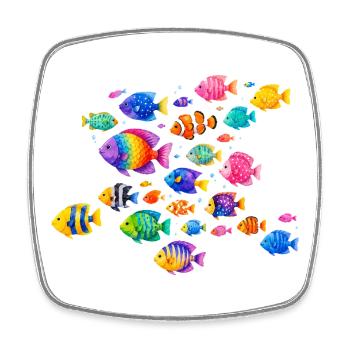 Illustration colorée de poissons tropicaux - Magnet carré - blanc - Devant