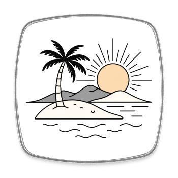 Minimal Tropical Island Sunset Vacation Design - Square fridge magnet - white - Front
