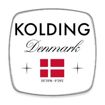 Kolding, Danemark, coordonnées, voyage, souvenir - Magnet carré - blanc - Devant
