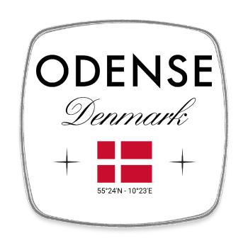 Odense Denmark Coordinates Travel Souvenir - Square fridge magnet - white - Front