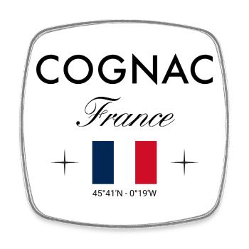 Souvenir de voyage coordonné Cognac France - Magnet carré - blanc - Devant