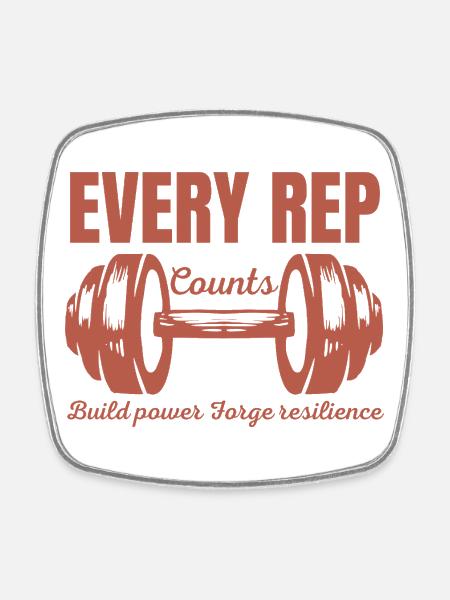 Every Rep Counts Barbell Fitness Gym Motivation - Square fridge magnet - white