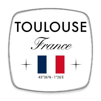 Toulouse France Coordinates Travel Souvenir - Square fridge magnet - white - Front