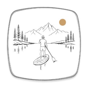 Pagaie debout sur le lac - Magnet carré - blanc - Devant