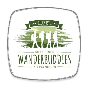 Glück ist mit Wanderbuddies zu wandern - Viereckiger Kühlschrankmagnet - Weiß - Vorne