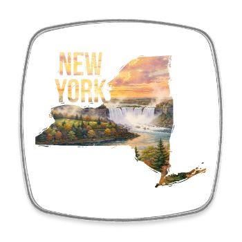 Carte aquarelle de l’État de New York - Magnet carré - blanc - Devant