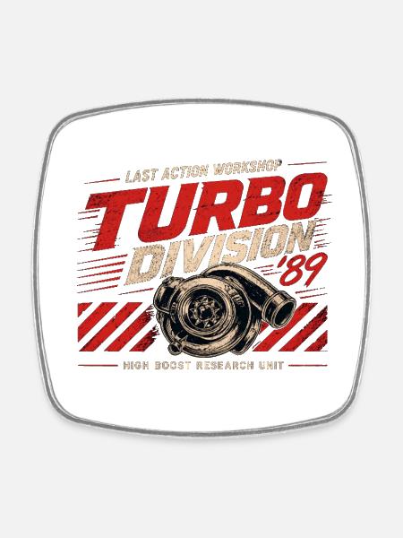 Turbo_Division_89 - Square fridge magnet - white