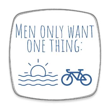 Blue Beach Bike Minimal Print - Magnet carré - blanc - Devant