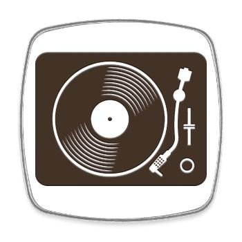 Retro Turntable Vinyl Design - Square fridge magnet - white - Front