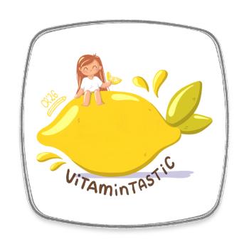 Vitamintastic Zitronen Girl - Viereckiger Kühlschrankmagnet - Weiß - Vorne