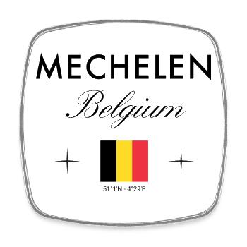 Mechelen Belgien Koordinaten Reise Souvenir - Viereckiger Kühlschrankmagnet - Weiß - Vorne