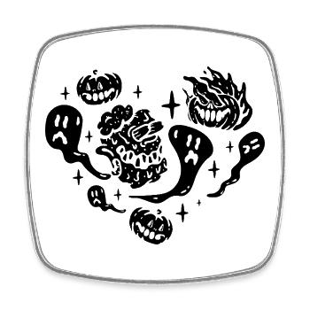 Halloween Heart with Halloween Ghost - Square fridge magnet - white - Front