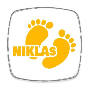 Baby Niklas - Viereckiger Kühlschrankmagnet - Weiß - Vorne