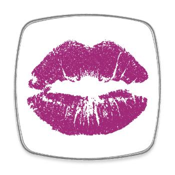 Kissable Lips with Lipstick Lip Imprint Pink - Square fridge magnet - white - Front