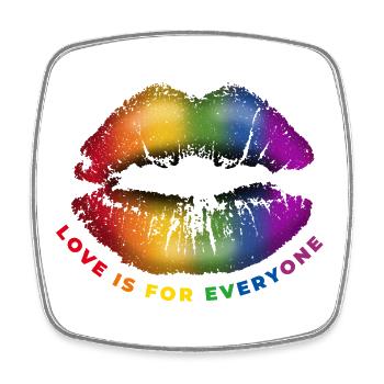 Lippe Kussmund L’amour est pour tous LGBTQ Regenbog - Magnet carré - blanc - Devant
