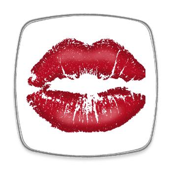Küss mich! Kussmund mit Lippenstift Lippe Spruch - Viereckiger Kühlschrankmagnet - Weiß - Vorne
