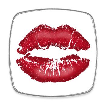 Lip Kissable Lips with Lipstick Red Shading - Square fridge magnet - white - Front