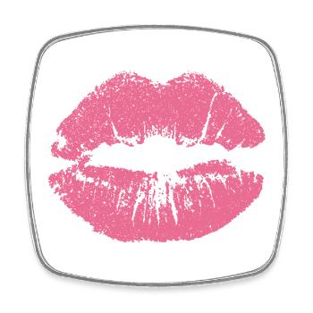 Kissing mouth with lipstick lip imprint pink - Square fridge magnet - white - Front