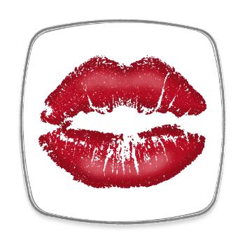 Kiss me! Kissing Lips with Lipstick Lip Saying - Square fridge magnet - white - Front