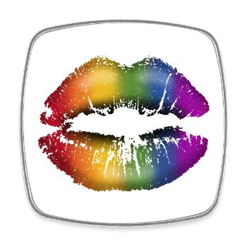 Lip Kissable Lips with Lipstick LGBTQ Rainbow - Square fridge magnet - white - Front