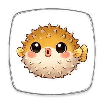 Pufferfish - Square fridge magnet - white - Front