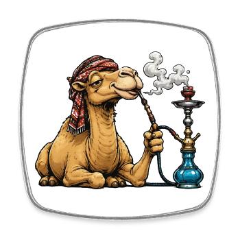 Kamel mit Shisha Cartoon - Viereckiger Kühlschrankmagnet - Weiß - Vorne