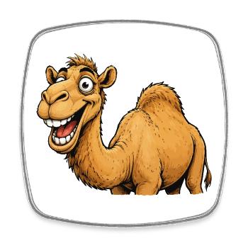 Laughing Camel Cartoon - Square fridge magnet - white - Front