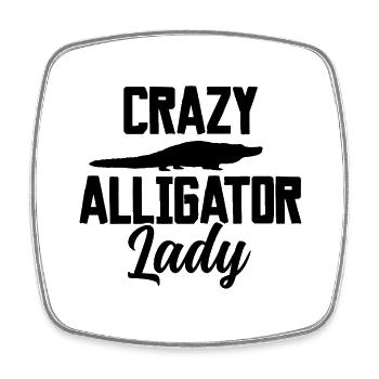 Crazy Alligator Lady – Funny Reptile Design - Square fridge magnet - white - Front