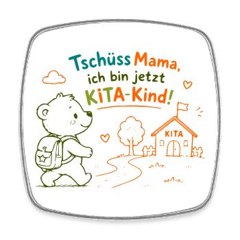 KitaKind Abschied von Mama - Viereckiger Kühlschrankmagnet - Weiß - Vorne