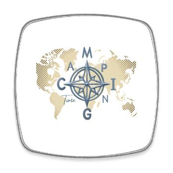 World Map Compass Camping - Square fridge magnet - white - Front