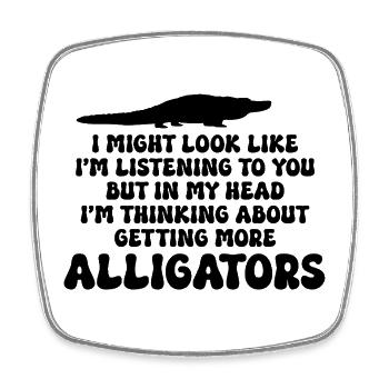 Alligator Reptil - Viereckiger Kühlschrankmagnet - Weiß - Vorne