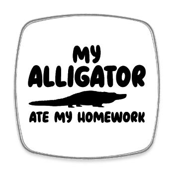 Alligator Silhouette Reptil - Viereckiger Kühlschrankmagnet - Weiß - Vorne