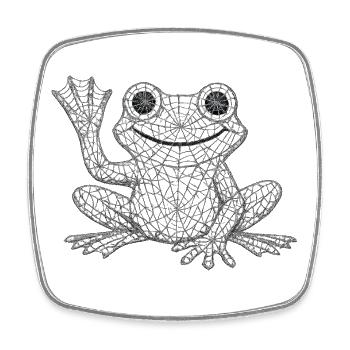 Design de la pièce en maille de grenouille supérieure - Magnet carré - blanc - Devant