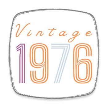 "Vintage 1976" Retro Birthday Design - Square fridge magnet - white - Front