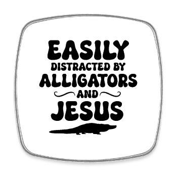 Alligatoren und Jesus - Viereckiger Kühlschrankmagnet - Weiß - Vorne