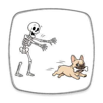 Halloween, Französische Bulldogge, Skelett - Viereckiger Kühlschrankmagnet - Weiß - Vorne