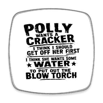 Polly - Viereckiger Kühlschrankmagnet - Weiß - Vorne