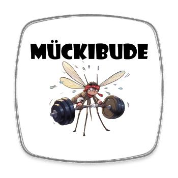 Mückibude Bodybuiling - Viereckiger Kühlschrankmagnet - Weiß - Vorne