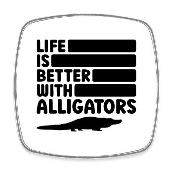 Alligator Silhouette Reptilienfan - Viereckiger Kühlschrankmagnet - Weiß - Vorne