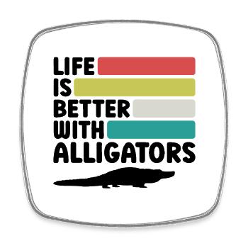 Alligator Retro Reptilienfan - Viereckiger Kühlschrankmagnet - Weiß - Vorne