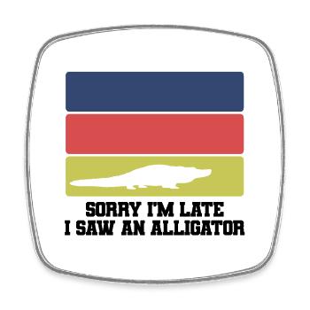 Retro Alligator Silhouette Humor - Viereckiger Kühlschrankmagnet - Weiß - Vorne