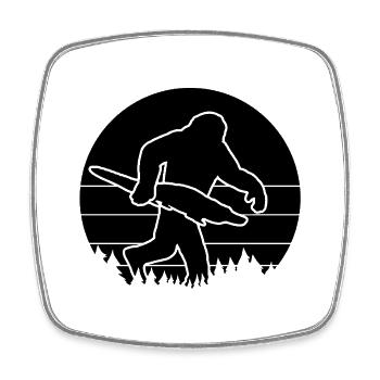 Bigfoot mit Alligator Silhouette - Viereckiger Kühlschrankmagnet - Weiß - Vorne