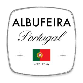 Albufeira Portugal Koordinaten Reise Souvenir - Viereckiger Kühlschrankmagnet - Weiß - Vorne