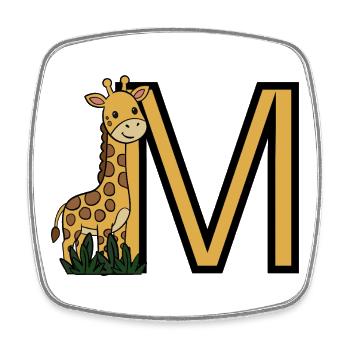 Giraffen M Initialen Design - Viereckiger Kühlschrankmagnet - Weiß - Vorne