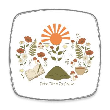 Take Time To Grow – Sonnenpfad - Viereckiger Kühlschrankmagnet - Weiß - Vorne
