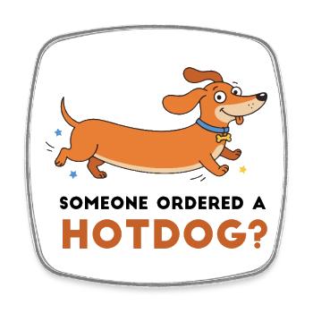 Hotdog? Verspielte Dackler-Illustration - Viereckiger Kühlschrankmagnet - Weiß - Vorne