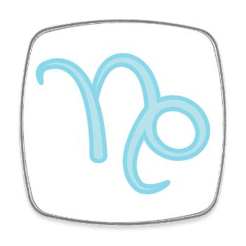 Symbole du signe du zodiaque du Capricorne Bleu pastel - Magnet carré - blanc - Devant