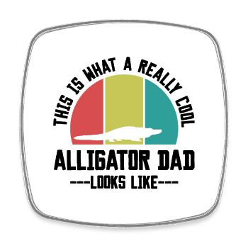 Retro Alligator Papa Silhouette - Viereckiger Kühlschrankmagnet - Weiß - Vorne