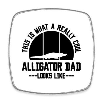 Cooler Alligator Papa Retro Silhouette - Viereckiger Kühlschrankmagnet - Weiß - Vorne